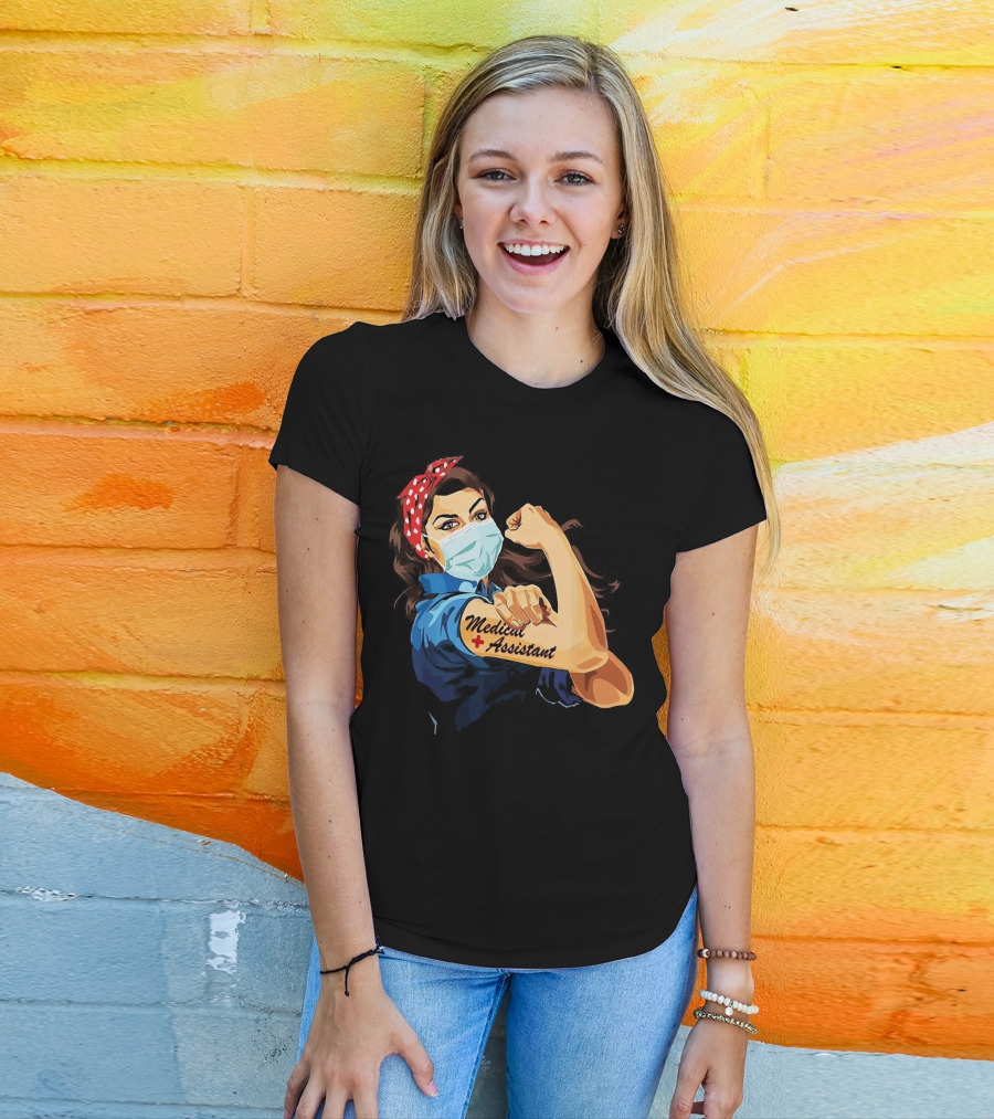 Medical Assistant Strong Woman Face Mask Iconic T-Shirt