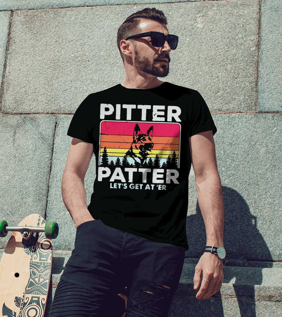 Pitter Patter German Shepherd Let's Get At 'Er Vintage Sunset Forest T-Shirt