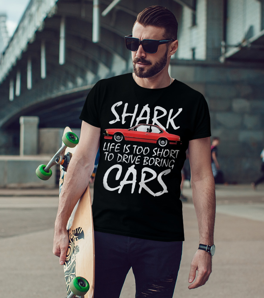 Shark Life Is Too Short To Drive Boring Cars Red Vintage Car T-Shirt