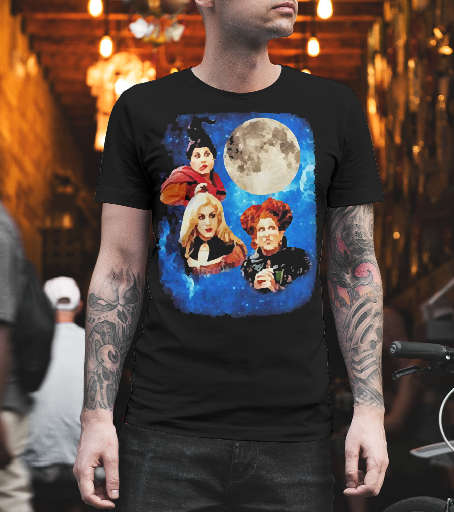 Three Hocus Pocus Moon Sanderson Sisters Night Sky T-Shirt