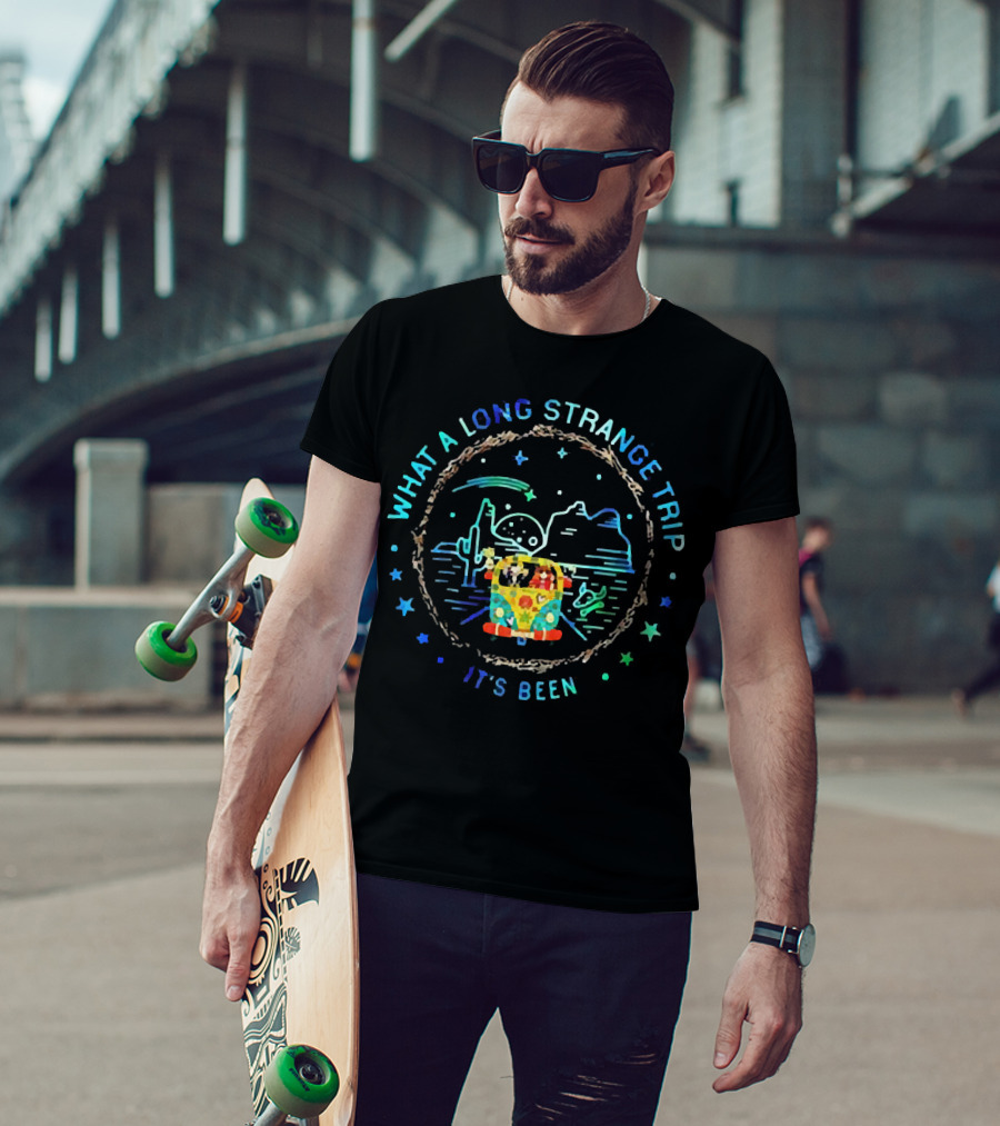 What A Long Strange Trip It's Been Hippie Bus Desert Night Peaceful Journey T-Shirt