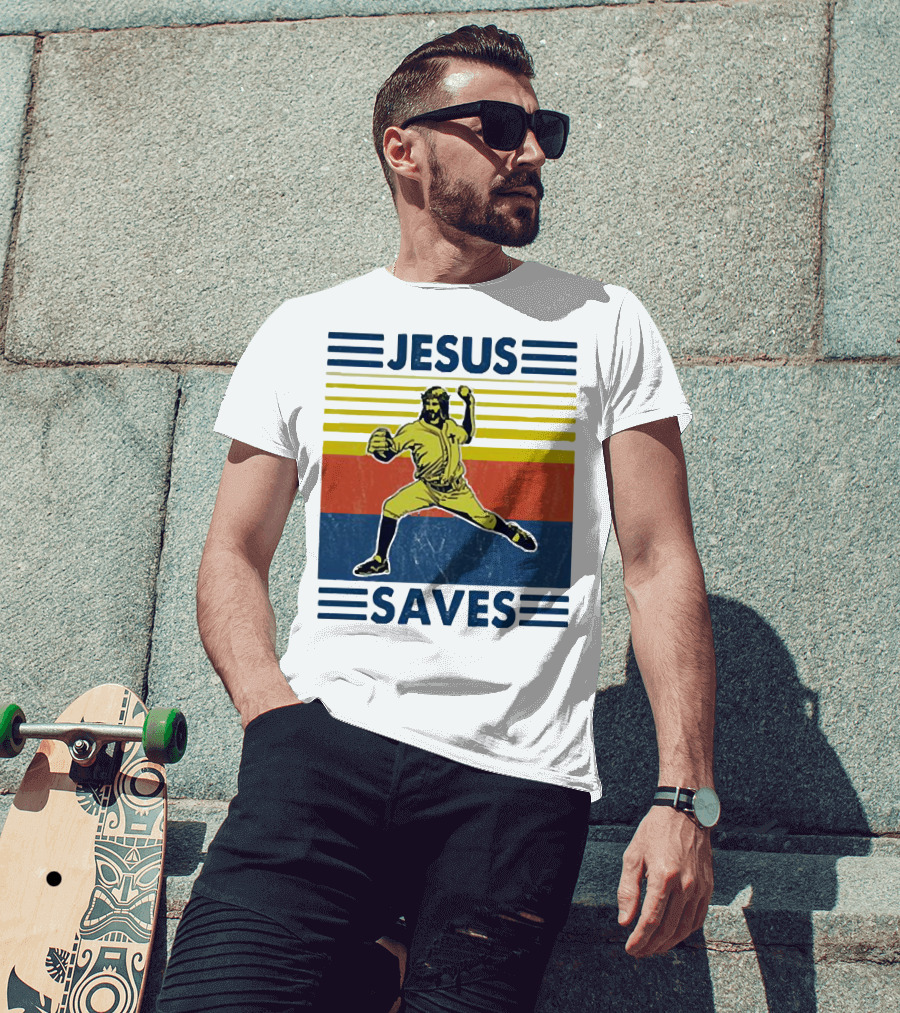 Jesus Saves Baseball Pitcher T-Shirt