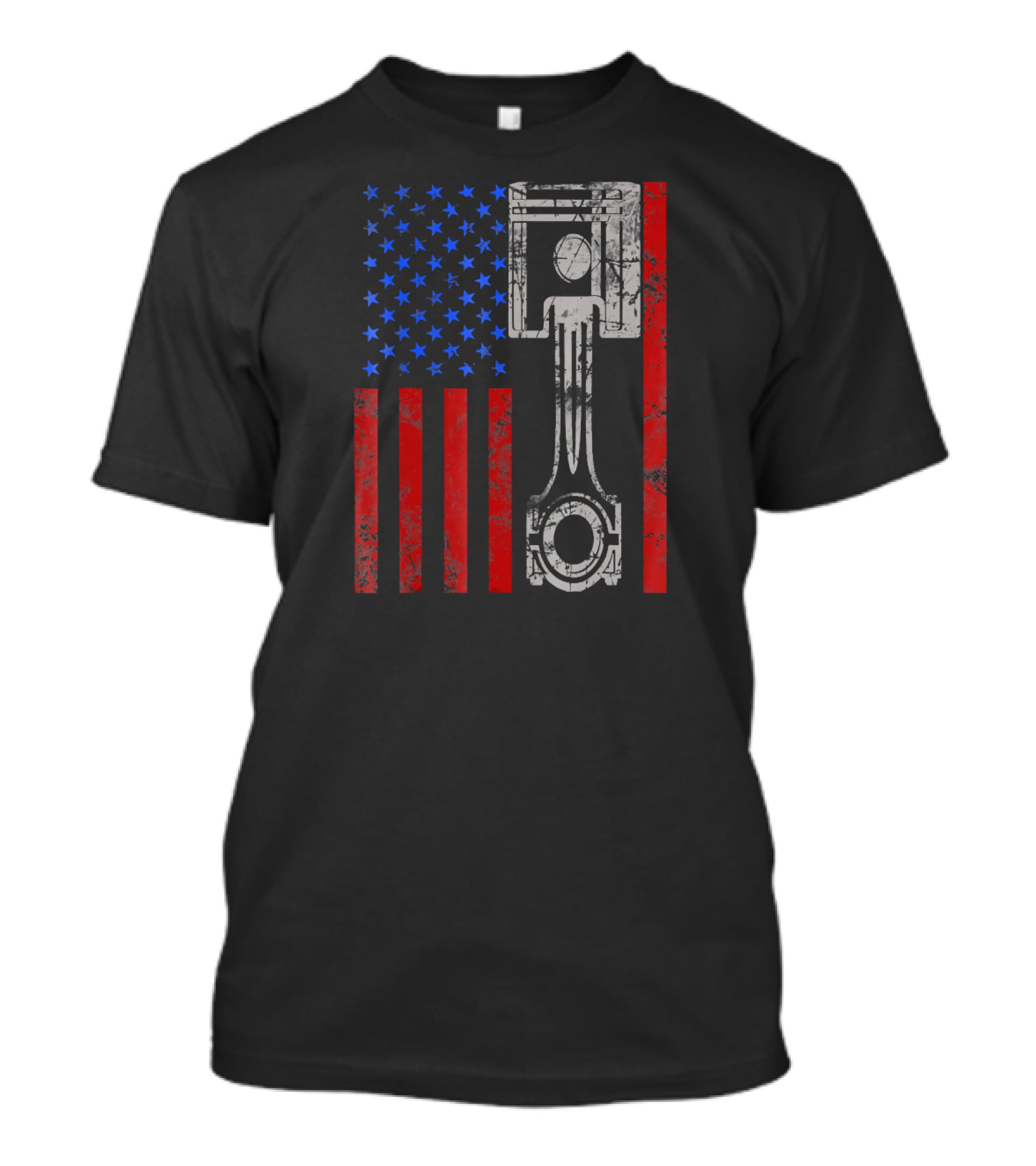 American Flag Muscle Car Piston Patriotic T-Shirt