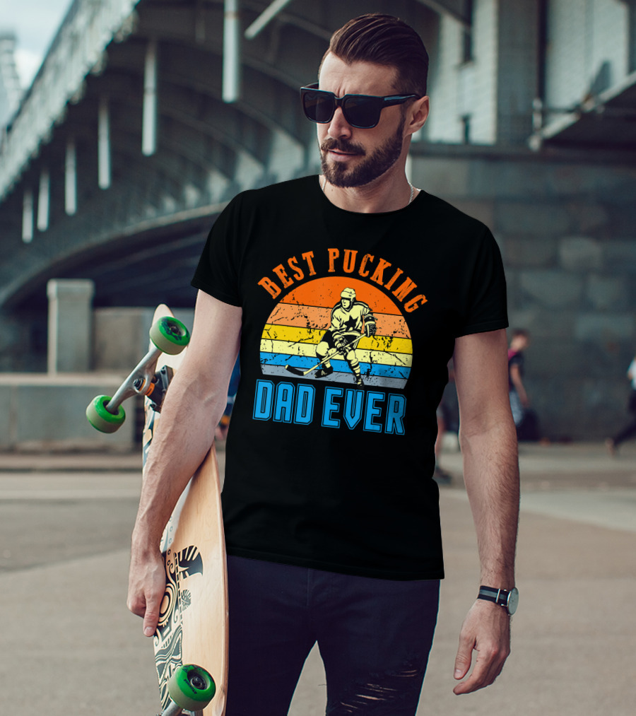 Best Pucking Dad Ever Vintage Retro Hockey Dads T-Shirt
