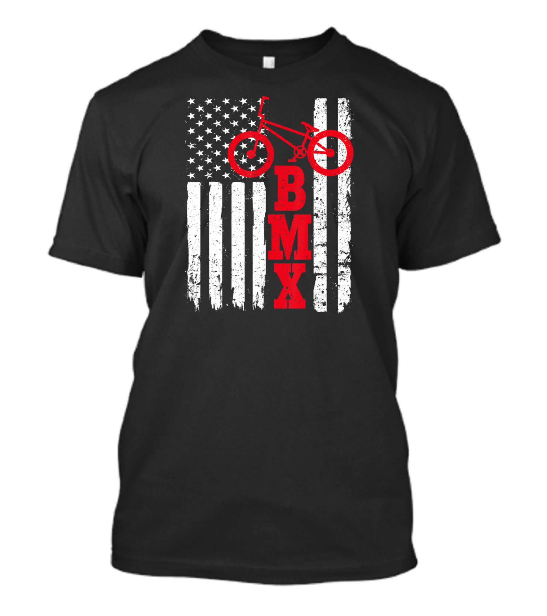 BMX Bike With American Flag USA Sport Fan Biking T-Shirt
