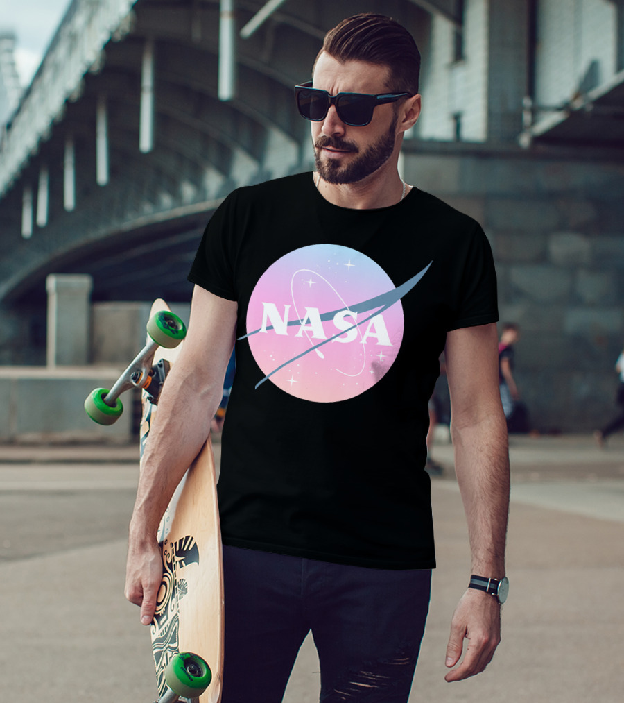 NASA Pastel Rainbow Space Logo Astronaut Outer Space Emblem T-Shirt