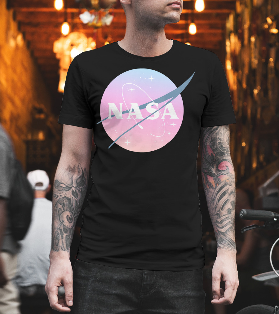 NASA Pastel Rainbow Space Logo Astronaut Outer Space Emblem T-Shirt