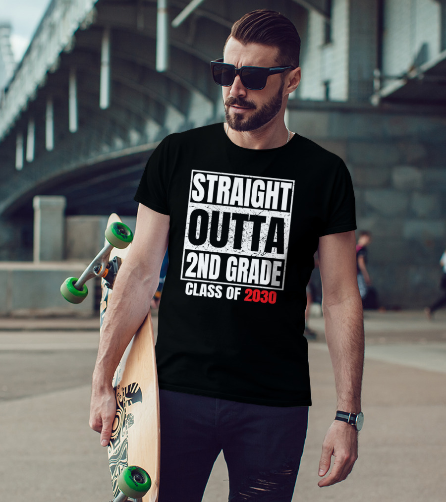 Straight Outta 2nd Grade Class Of 2030 Graduation Grad T-Shirt