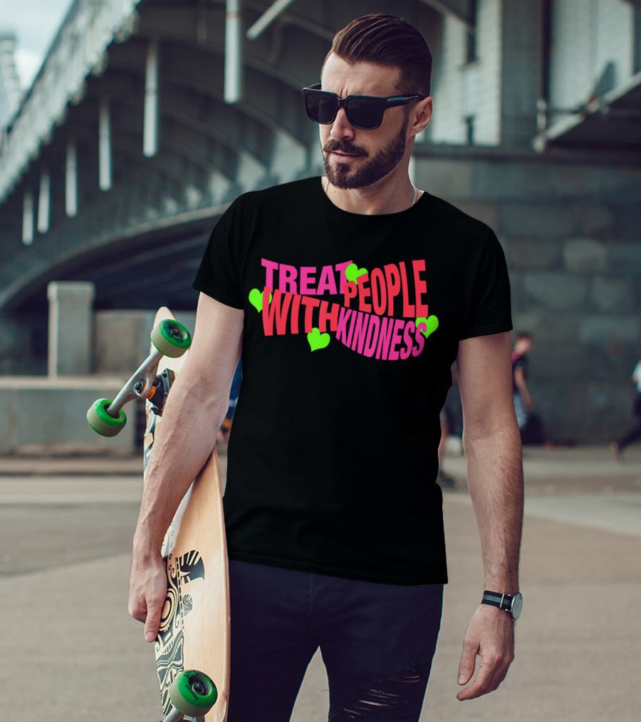 Treat People With Kindness Neon Hearts T-Shirt