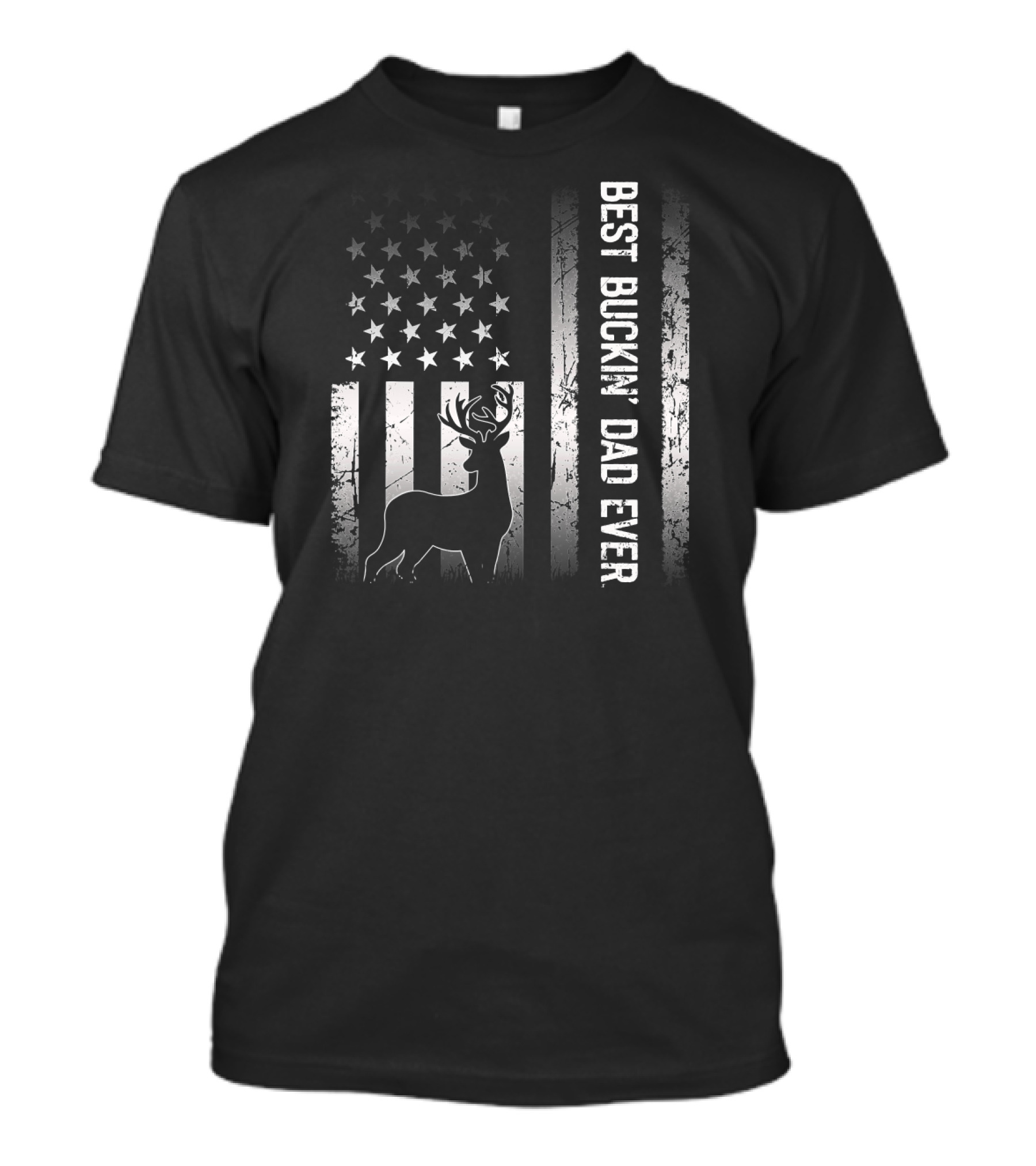 Best Buckin' Dad Ever Deer American Flag Stars Stripes T-Shirt