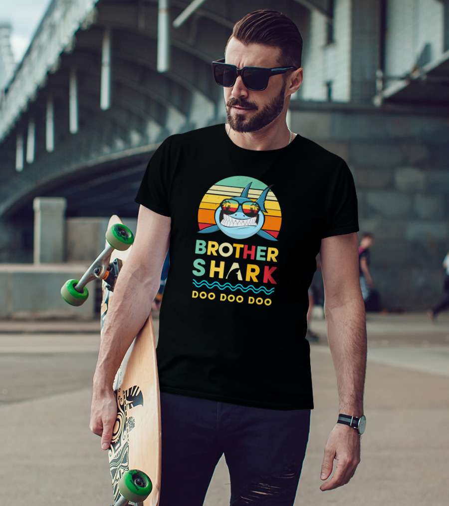 Brother Shark Doo Doo Doo Retro Sunglasses Kids Toddler T-Shirt