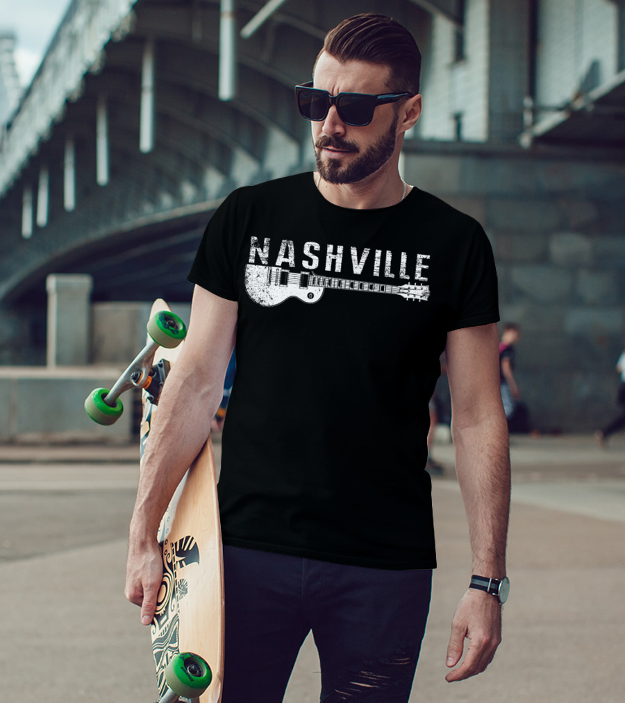 Nashville Guitar Music Country Music Lovers Iconic Instrument Themes T-Shirt