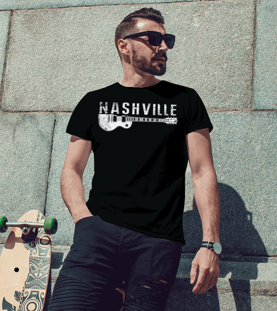 Nashville Guitar Music Country Music Lovers Iconic Instrument Themes T-Shirt