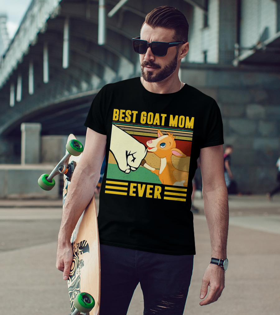 Best Goat Mom Ever Fist Bump With Adorable Cartoon Kid T-Shirt