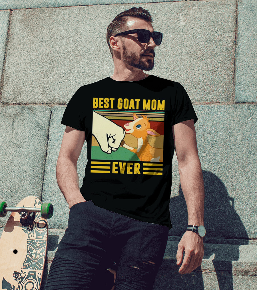 Best Goat Mom Ever Fist Bump With Adorable Cartoon Kid T-Shirt
