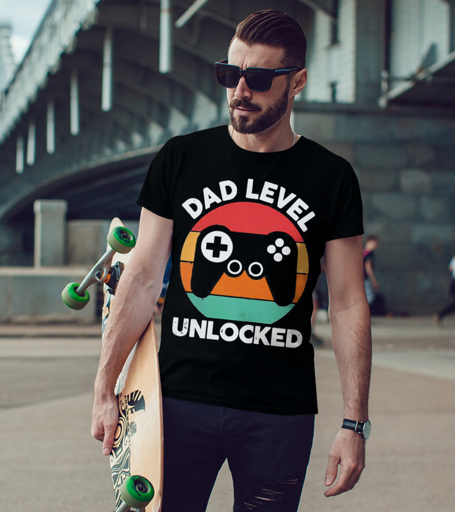 Dad Level Unlocked Vintage Version Gamer Control T-Shirt