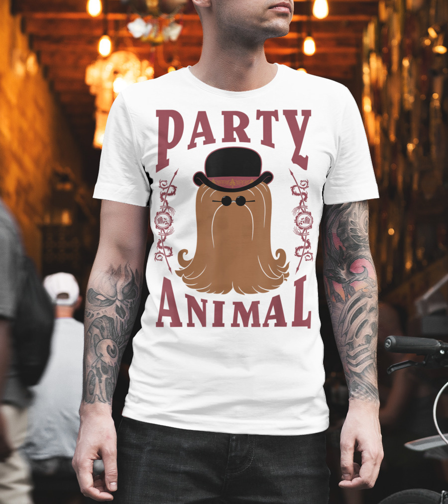 Addams Family Cousin It Party Animal Top Hat and Sunglasses T-Shirt
