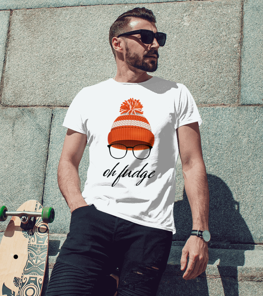 Oh Fudge Christmas Movie Orange Hat And Glasses T-Shirt
