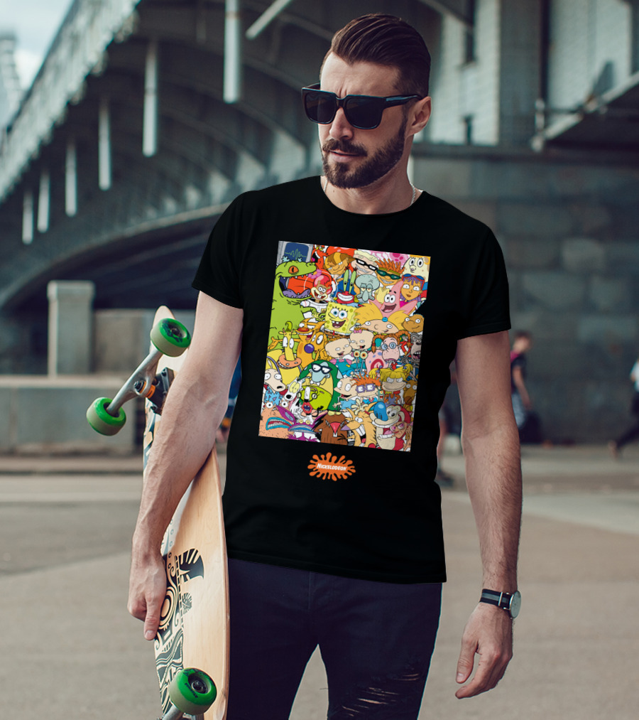 Nickelodeon 90s Cartoon Characters Compilation Group Shot T-Shirt