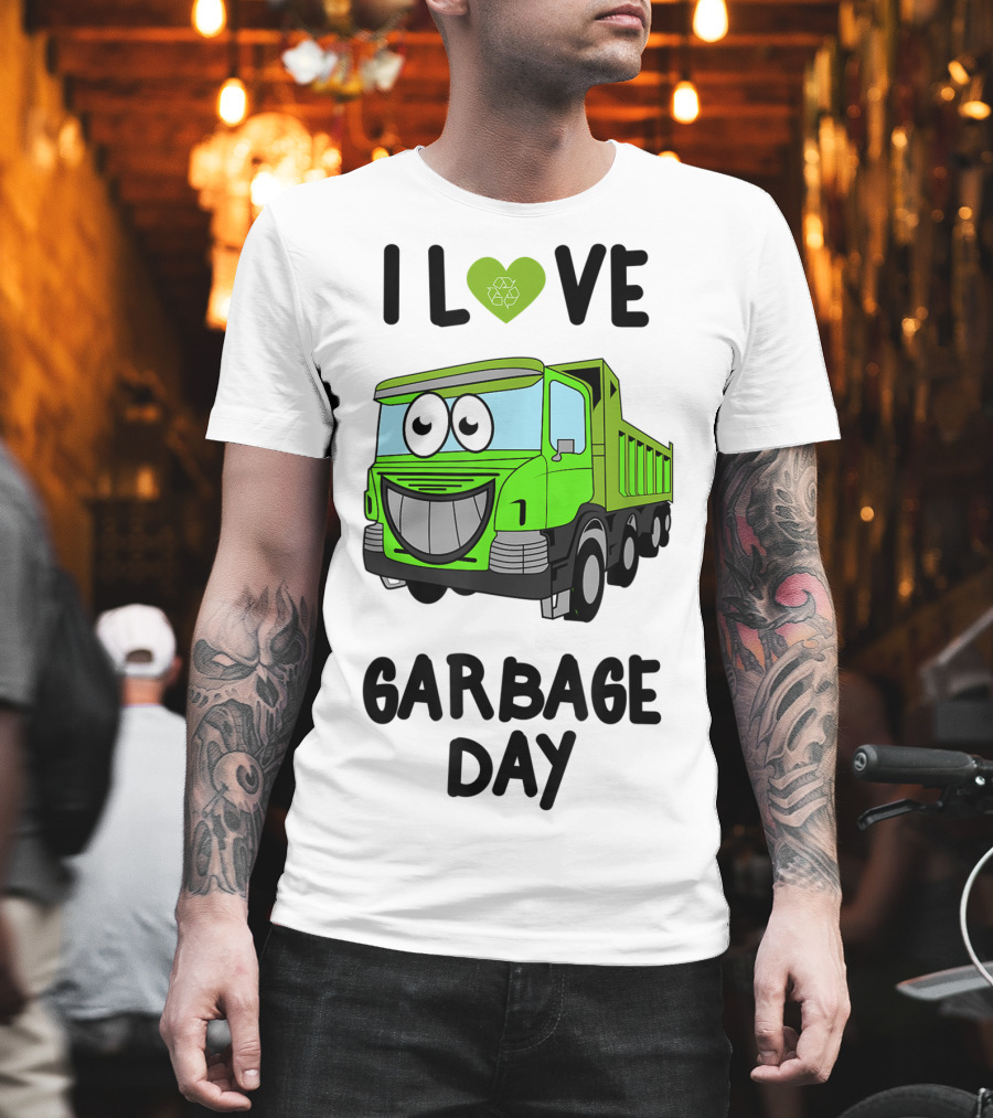 I Love Garbage Day Vintage Style Cartoon Garbage Truck T-Shirt