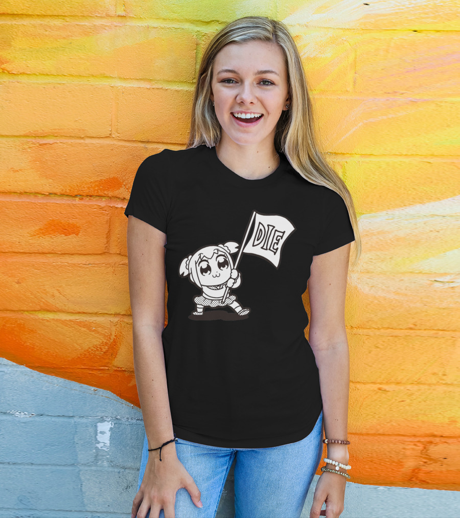 Pop Team Epic Popuko Holding Die Banner T-Shirt