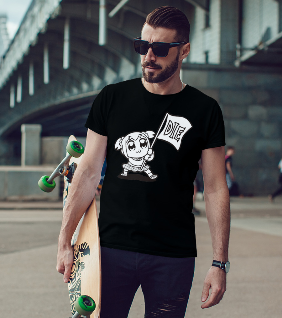 Pop Team Epic Popuko Holding Die Banner T-Shirt