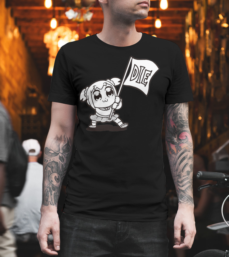 Pop Team Epic Popuko Holding Die Banner T-Shirt