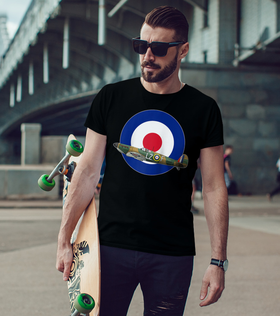 RAF Spitfire LZ-F Battle Of Britain Military WW2 Roundel T-Shirt