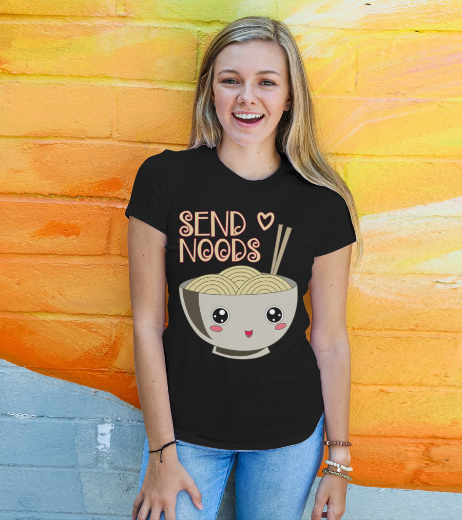 Send Noods Kawaii Ramen Bowl With Chopsticks And Heart T-Shirt