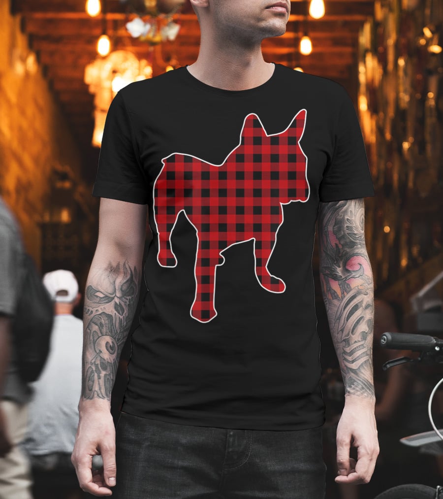 French Bulldog Red Buffalo Plaid Christmas T-Shirt