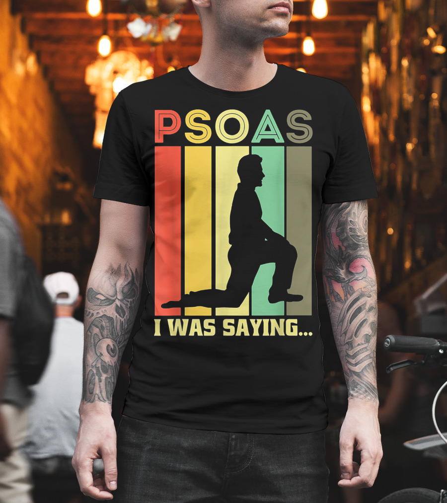 Psoas I Was Saying Retro Silhouette on Color Stripes T-Shirt