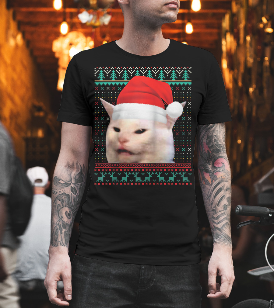 Santa Cat Ugly Christmas Merry T-Shirt