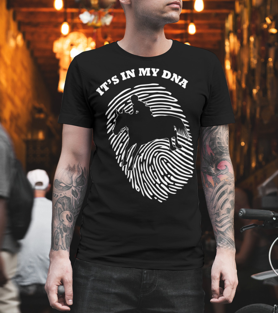 It's In My DNA Equestrian Horse Racer Fingerprint T-Shirt