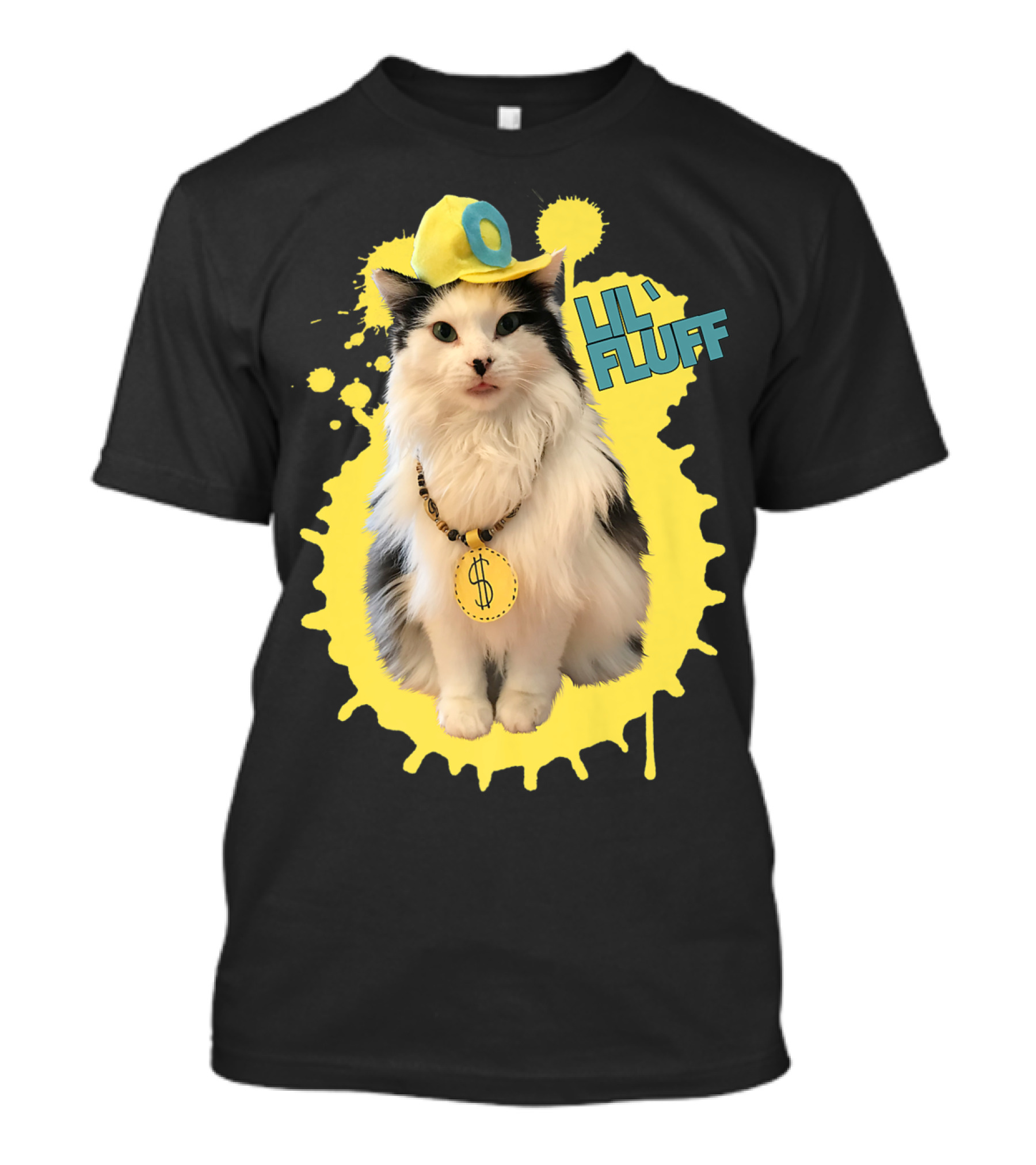 Lil' Fluff Cool Cat With Dollar Sign Necklace And Cap T-Shirt