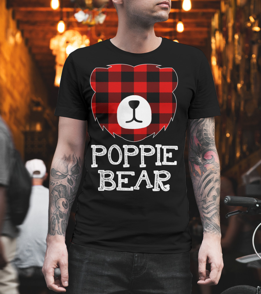 Red Plaid Poppie Bear Buffalo Check T-Shirt