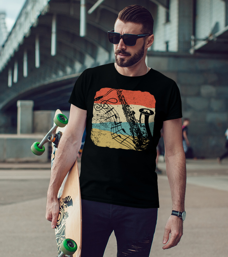 Saxophone Player Jazz Music 70s T-Shirt