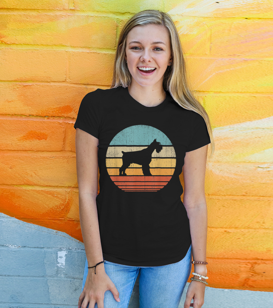 Schnauzer Retro 60S 70S Sunset Stripes T-Shirt