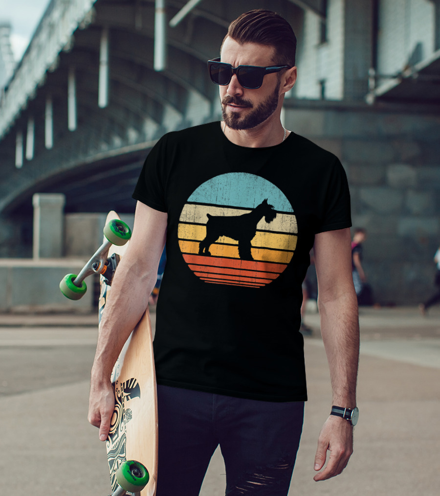 Schnauzer Retro 60S 70S Sunset Stripes T-Shirt
