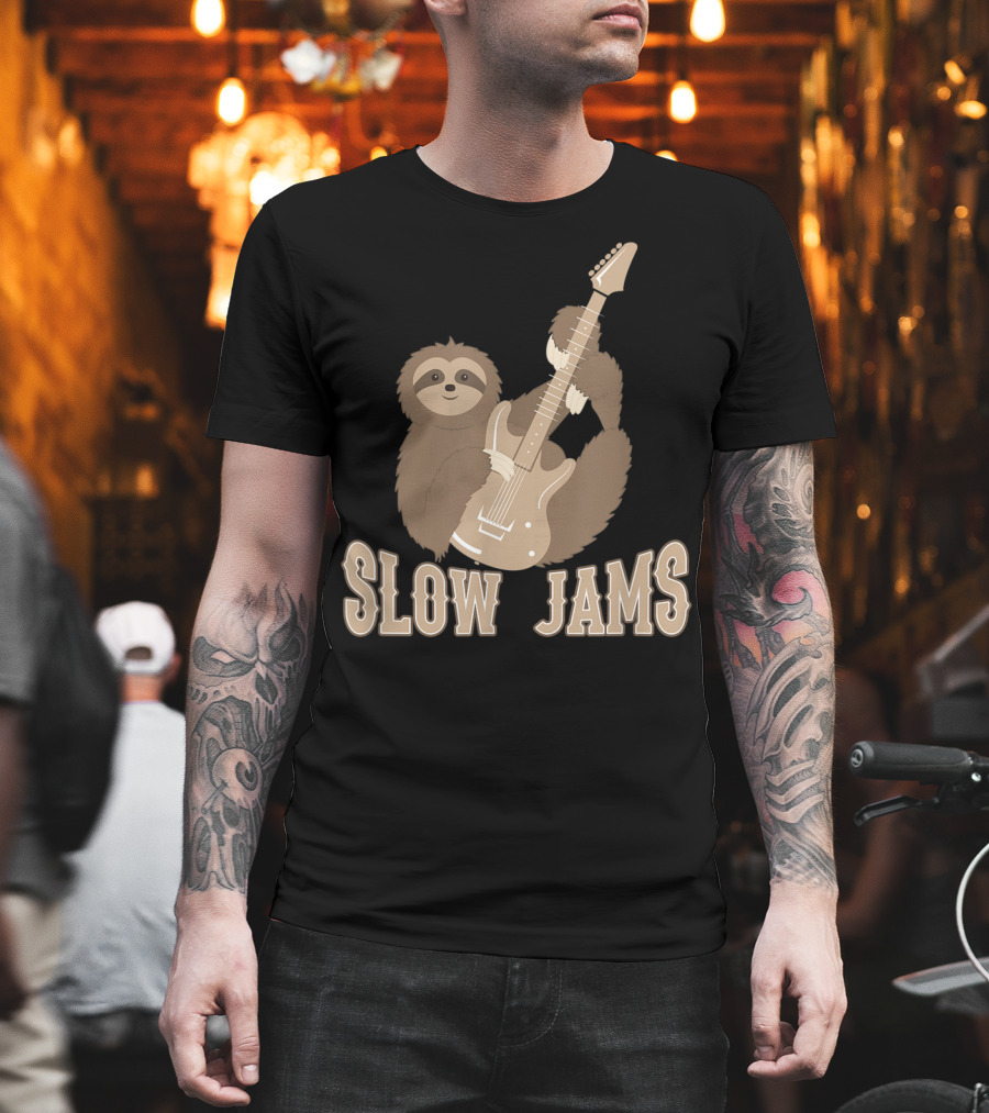 Slow Jams Sloth Fun Bass Guitar Chilled T-Shirt