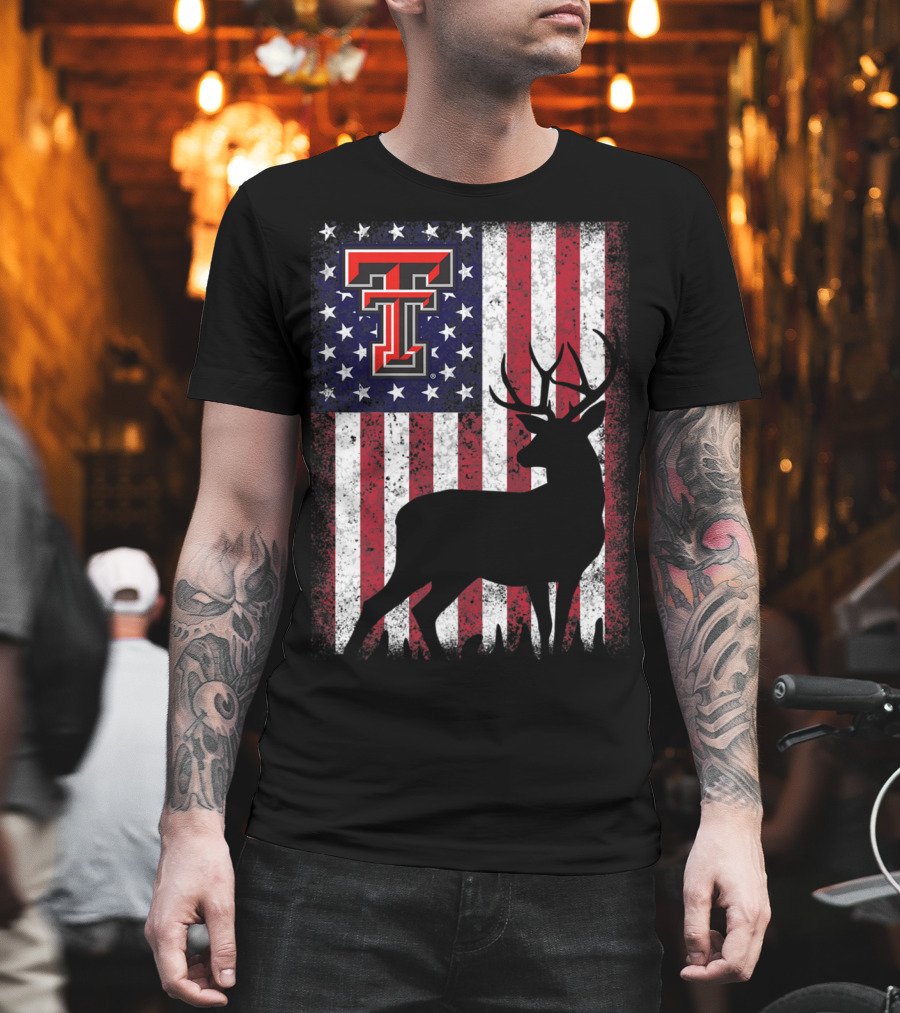 Texas Tech Red Raiders American Flag Deer T-Shirt