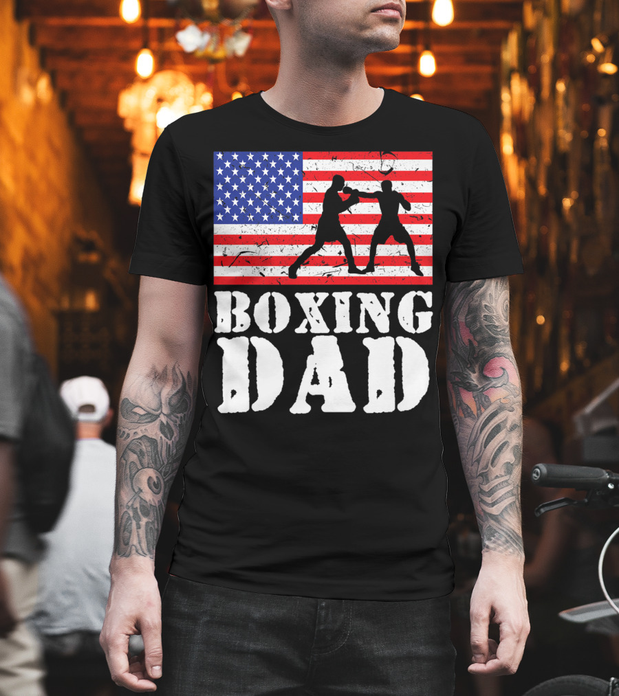 American Flag Boxing Dad T-Shirt