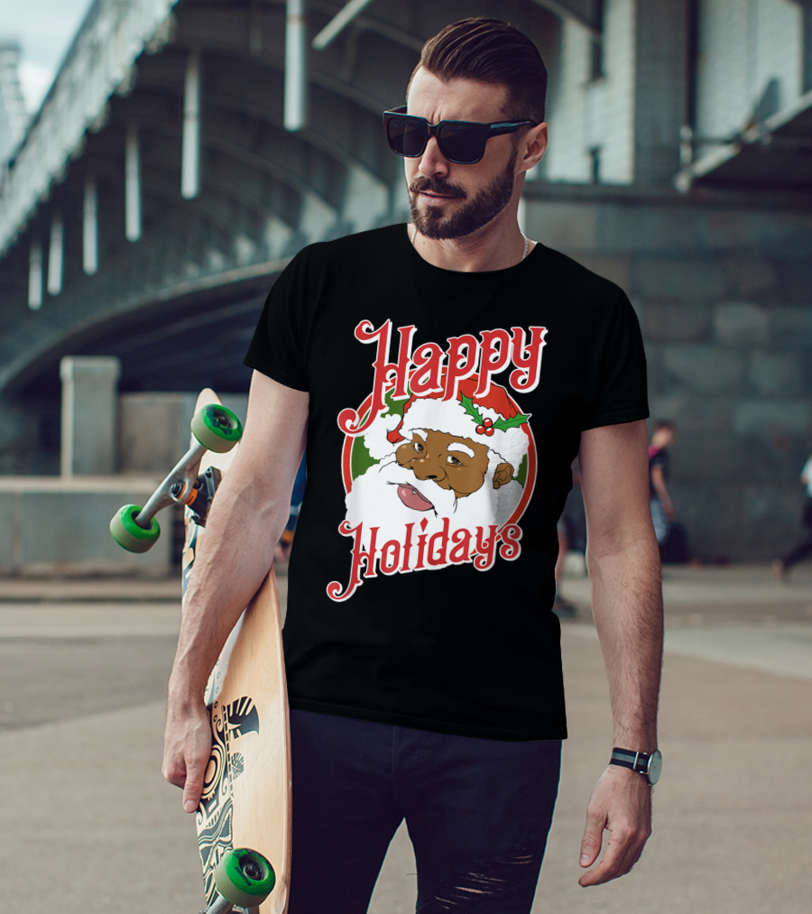 Happy Holidays African American Santa Claus T-Shirt