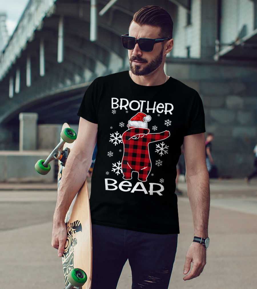Brother Bear Dabbing In Santa Hat With Snowflakes T-Shirt