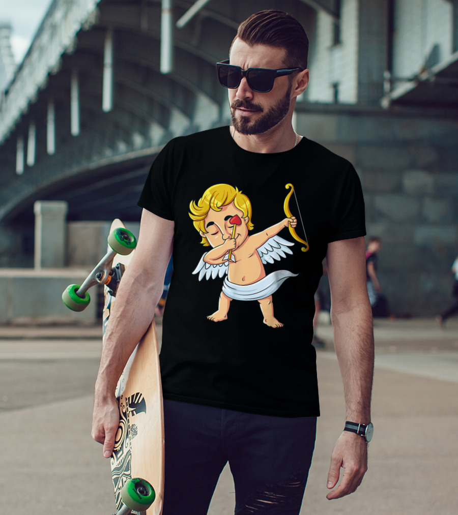 Cupid Dabbing With Heart Arrow Valentine's Day T-Shirt