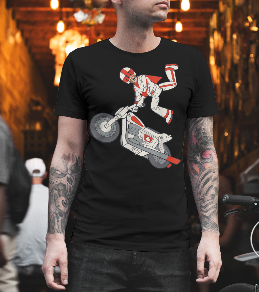 Disney Pixar Toy Story 4 Duke Caboom Canadian Motorcycle Stunt Rider T-Shirt
