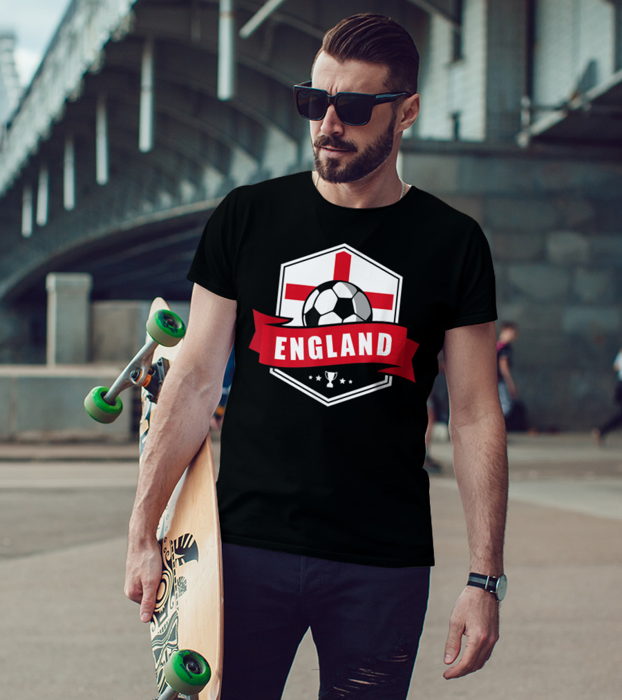 England Soccer Team Flag Ball Trophy Icon England T-Shirt
