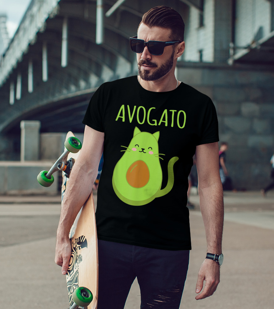 Avogato Funny Cat Avocado Kawaii T-Shirt