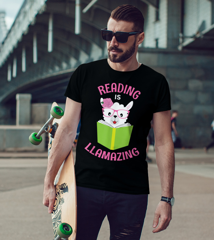 Reading Is Llamazing Funny Llama Librarian Read T-Shirt