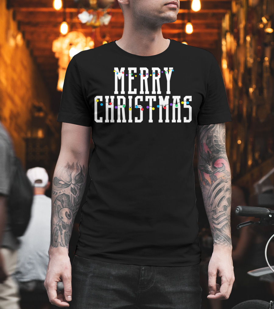 Merry Christmas Funny Red Season Lights Adults T-Shirt