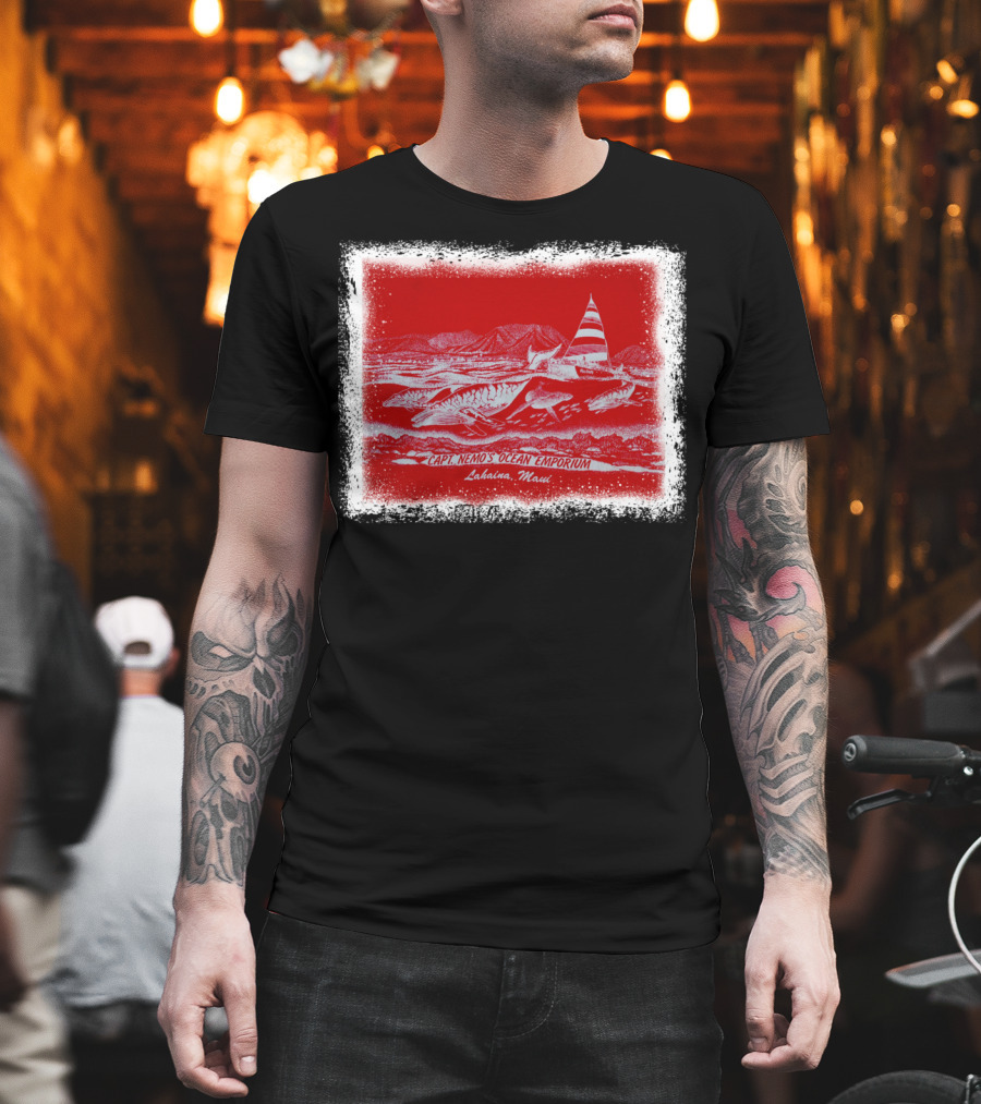 Captain Nemo's Ocean Emporium Lahaina Maui Nautical Adventure Scene T-Shirt